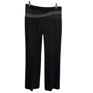 BCBG Max Azria Black Wool Blend Wide Leg Pants‎ Gray Waistband Size 4